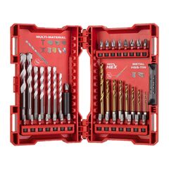 Набор бит и сверл по металлу и мультиматериалам Milwaukee SHOCKWAVE RED HEX + MULTIMATERIAL - 4932479854, внеший вид