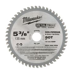 Пильный диск по металлу Milwaukee F 135 x 20 x 1.6 50T для циркулярной пилы - 48404075, Диаметр диска (мм): 135, Посадочный диаметр (мм): 20, Модель: F 135 x 20 x 1.6 50T, внеший вид