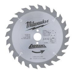 Пильный диск по дереву Milwaukee WCSB 165 x 20 x 2.6 24T для аккумуляторной циркулярной пилы - 4932352131, Диаметр диска (мм): 165, Посадочный диаметр (мм): 20, Модель: WCSB 165 x 20 x 2.6 24T, внеший вид