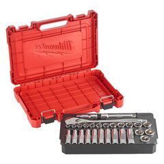 Набор головок с трещоткой Milwaukee METRIC ½″ RATCHET w SOCKET SET 28 PC - 4932471864, внеший вид