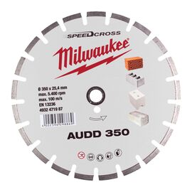 Алмазный диск Milwaukee AUDD 350 - 4932471987, Диаметр диска (мм): 350, Посадочный диаметр (мм): 25,4, Модель: AUDD 350, фото 