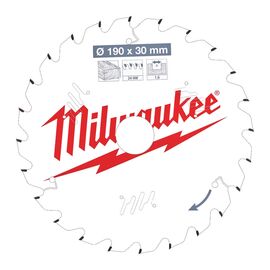 Пильный диск по дереву Milwaukee P W 190 X 30 X 1.6 24 ATB - 4932471300, Диаметр диска (мм): 190, Посадочный диаметр (мм): 30, Модель: P W 190 X 30 X 1.6 24 ATB, внеший вид