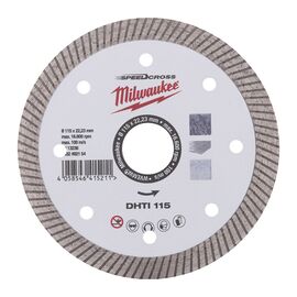 Алмазный диск Milwaukee SPEEDCROSS DHTI 115 MM - 4932492154, Диаметр диска (мм): 115, Посадочный диаметр (мм): 22,23, Модель: SPEEDCROSS DHTI 115 MM, фото 