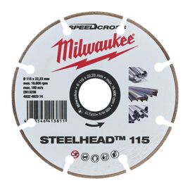Алмазный диск Milwaukee STEELHEAD™ 115 - 4932492014, Диаметр диска (мм): 115, Посадочный диаметр (мм): 22,23, Модель: STEELHEAD™ 115, фото 