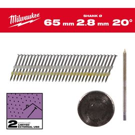 Гвозди Milwaukee ROUND HEAD 65 MM／RS／G／SC2 2000 PC - 4932492591, Тип скобы / калибр: 2.8, Длина (мм): 65, Модель: ROUND HEAD 65 MM／RS／G／SC2 2000 PC, фото 