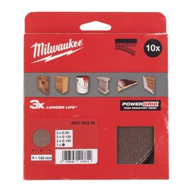 Набор сетчатых шлифовальных листов для эксцентриковых шлифмашин Milwaukee MESH & PAD SAVER 150 MM H&L SET 2 10 PCS - 4932492294, внеший вид