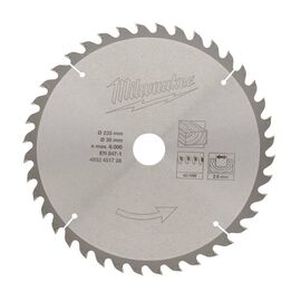 Пильный диск по дереву Milwaukee CircS 235 x 30 x 2.6 40T для циркулярной пилы - 4932451726, Диаметр диска (мм): 235, Посадочный диаметр (мм): 30, Модель: CircS 235 x 30 x 2.6 40T, внеший вид