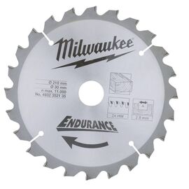 Пильный диск по дереву Milwaukee WCSB 210 x 30 x 2.8 24T для торцовочной пилы - 4932352135, фото 
