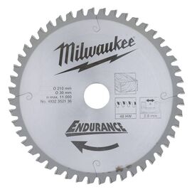 Пильный диск по дереву Milwaukee WCSB 210 x 30 x 2.8 48T для торцовочной пилы - 4932352136, Диаметр диска (мм): 210, Посадочный диаметр (мм): 30, Модель: WCSB 210 x 30 x 2.8 48T, фото 
