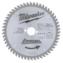 Пильный диск по дереву Milwaukee WCSB 210 x 30 x 2.8 54T для циркулярной пилы - 4932346513, Диаметр диска (мм): 210, Посадочный диаметр (мм): 30, Модель: WCSB 210 x 30 x 2.8 54T, фото 