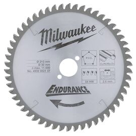 Пильный диск по дереву Milwaukee WNF 210 x 30 x 2.8 54T для торцовочной пилы - 4932352137, Диаметр диска (мм): 210, Посадочный диаметр (мм): 30, Модель: WNF 210 x 30 x 2.8 54T, фото 
