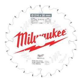 Пильный диск по дереву Milwaukee CSB MS W 216 x 30 x 2.4 x 24ATB neg. для торцовочной пилы - 4932471315, Диаметр диска (мм): 216, Посадочный диаметр (мм): 30, Модель: CSB MS W 216 x 30 x 2.4 x 24ATB neg., фото 