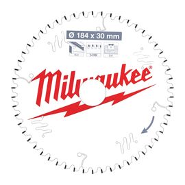 Пильный диск по алюминию Milwaukee CSB P Alu184 x 30 x 2.4 x 54TF neg. для циркулярной пилы - 4932471299, Диаметр диска (мм): 184, Посадочный диаметр (мм): 30, Модель: CSB P Alu184 x 30 x 2.4 x 54TF neg., фото 