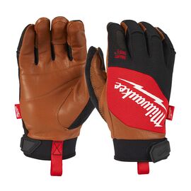Перчатки с кожаными вставками Milwaukee Hybrid Leather 9/L - 4932471913, Модель: Hybrid Leather 9/L, Цвет: Черный, красный, коричневый, фото 