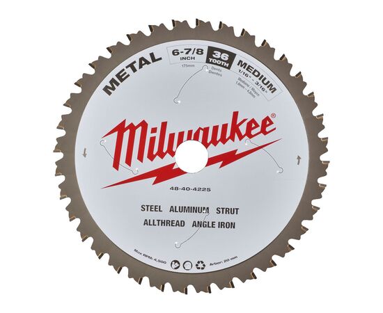 Пильный диск по металлу Milwaukee CSB P M 174 x 20 x 1,6 x 36 для циркулярной пилы - 48404225, Диаметр диска (мм): 174, Посадочный диаметр (мм): 20, Модель: CSB P M 174 x 20 x 1,6 x 36, фото 