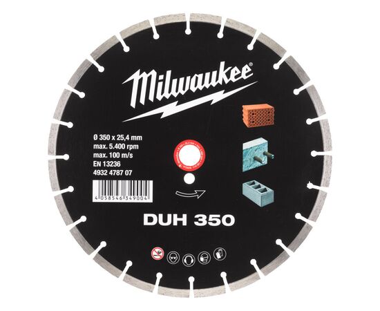 Алмазный диск Milwaukee CIS DUH 350 mm - 4932478707, Диаметр диска (мм): 350, Посадочный диаметр (мм): 25,4, Модель: CIS DUH 350 mm, фото 