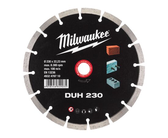 Алмазный диск Milwaukee CIS DUH 230 - 4932478710, Диаметр диска (мм): 230, Посадочный диаметр (мм): 22,23, Модель: CIS DUH 230, фото 