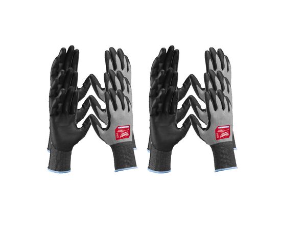 Перчатки рабочие Milwaukee 12 Pack Hi-Dex Cut B Gloves 10／XL - 4932480509, Модель: 12 Pack Hi-Dex Cut B Gloves 10／XL, Цвет: Серый, черный, красный, фото 