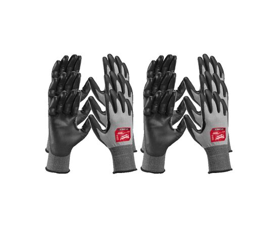 Перчатки рабочие Milwaukee 12 Pack Hi-Dex Cut C Gloves 10／XL - 4932480514, Модель: 12 Pack Hi-Dex Cut C Gloves 10／XL, Цвет: Серый, черный, красный, фото 