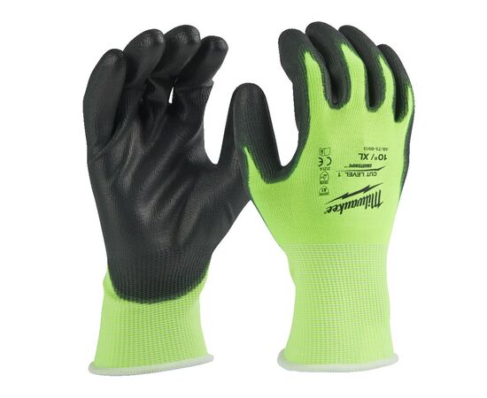 Перчатки рабочие Milwaukee 12 Pack Hi-Vis Cut A Gloves XL／10 - 4932492916, Модель: 12 Pack Hi-Vis Cut A Gloves XL／10, Цвет: Черный, салатовый, фото 