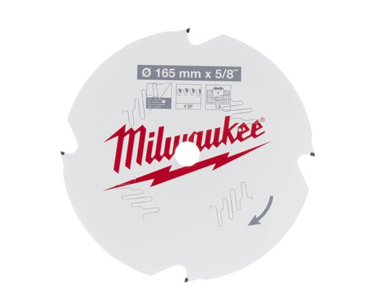 Пильный диск по дереву Milwaukee CSB P FC 165 x 5／8 x 1.8 x 4D для циркулярной пилы - 4932493217, Диаметр диска (мм): 165, Посадочный диаметр (мм): 15,87, Модель: CSB P FC 165 x 5／8 x 1.8 x 4D, фото 