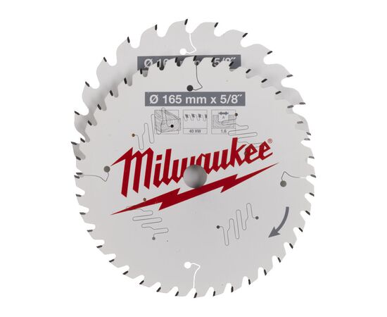 Пильный диск по дереву Milwaukee CSB Twin Pack 165 x 24T／40T для циркулярной пилы - 4932479837, Диаметр диска (мм): 165, Посадочный диаметр (мм): 15,87, Модель: CSB Twin Pack 165 x 24T／40T, фото 