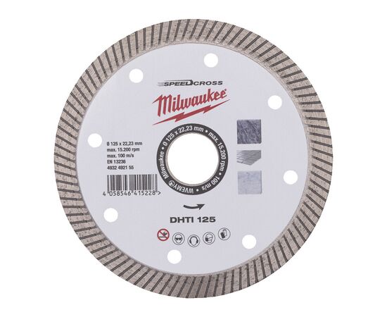 Алмазный диск Milwaukee SPEEDCROSS DHTI 125 MM - 4932492155, Диаметр диска (мм): 125, Посадочный диаметр (мм): 22,23, Модель: SPEEDCROSS DHTI 125 MM, фото 