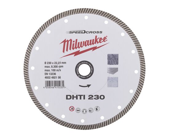 Алмазный диск Milwaukee SPEEDCROSS DHTI 230 MM - 4932492156, Диаметр диска (мм): 230, Посадочный диаметр (мм): 22,23, Модель: SPEEDCROSS DHTI 230 MM, фото 