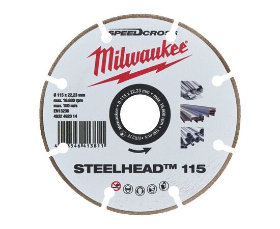 Алмазный диск Milwaukee STEELHEAD™ 115 - 4932492014, Диаметр диска (мм): 115, Посадочный диаметр (мм): 22,23, Модель: STEELHEAD™ 115, фото 
