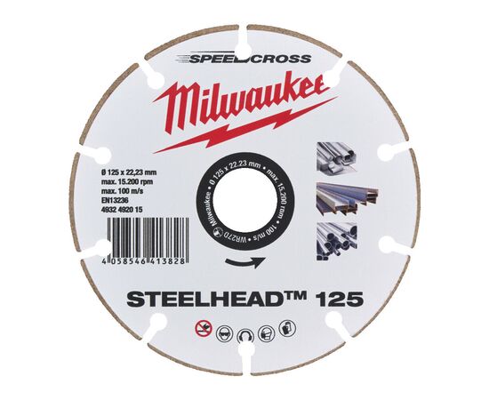 Алмазный диск Milwaukee STEELHEAD™ 125 - 4932492015, Диаметр диска (мм): 125, Посадочный диаметр (мм): 22,23, Модель: STEELHEAD™ 125, фото 