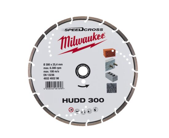 Алмазный диск Milwaukee Speedcross HUDD 300 - 4932493298, Диаметр диска (мм): 300, Посадочный диаметр (мм): 25,4, Модель: Speedcross HUDD 300, фото 