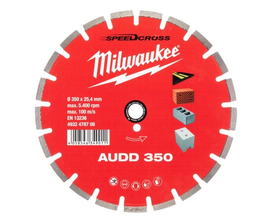 Алмазный диск Milwaukee AUDD 350 RU - 4932478708, Диаметр диска (мм): 350, Посадочный диаметр (мм): 25,4, Модель: AUDD 350 RU, фото 