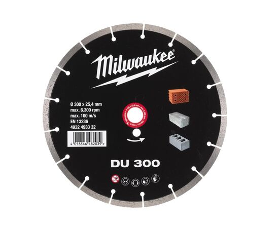 Алмазный диск Milwaukee DU 300 - 4932493332, Диаметр диска (мм): 300, Посадочный диаметр (мм): 25,4, Модель: DU 300, фото 