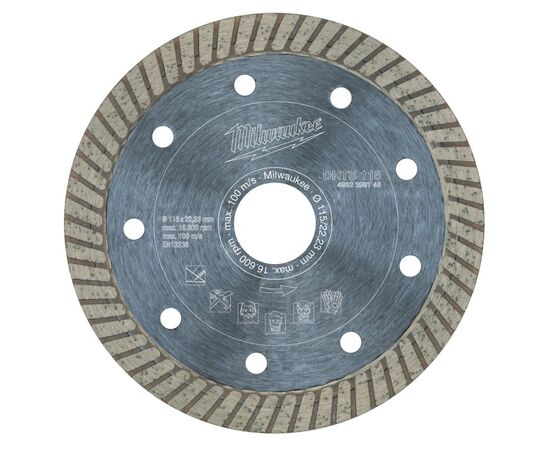 Алмазный диск Milwaukee DHTS 115 - 4932399145, Диаметр диска (мм): 115, Посадочный диаметр (мм): 22,23, Модель: DHTS 115, фото 