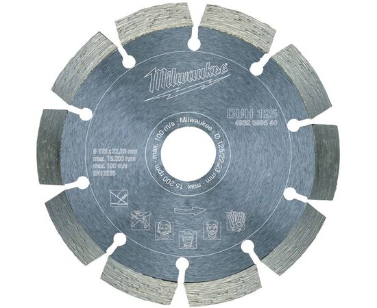 Алмазный диск Milwaukee DUH 125 - 4932399540, Диаметр диска (мм): 125, Посадочный диаметр (мм): 22,23, Модель: DUH 125, фото 