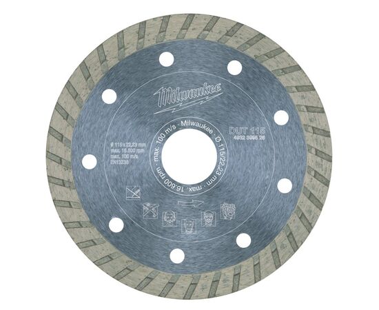 Алмазный диск Milwaukee DUT 115 - 4932399526, Диаметр диска (мм): 115, Посадочный диаметр (мм): 22,23, Модель: DUT 115, фото 