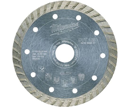 Алмазный диск Milwaukee DUT 125 - 4932399527, Диаметр диска (мм): 125, Посадочный диаметр (мм): 22,23, Модель: DUT 125, фото 