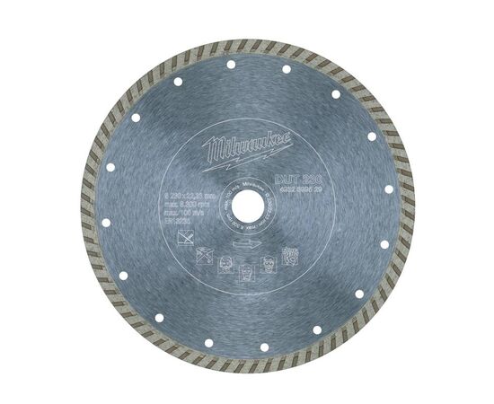Алмазный диск Milwaukee DUT 230 - 4932399529, Диаметр диска (мм): 230, Посадочный диаметр (мм): 22,23, Модель: DUT 230, фото 