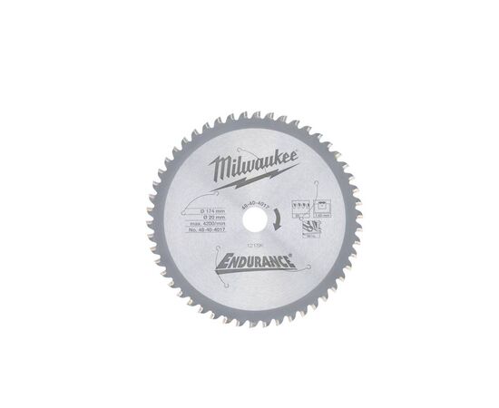 Пильный диск по металлу Milwaukee F 174 x 20 x 1.65 50T для циркулярной пилы - 48404017, Диаметр диска (мм): 174, Посадочный диаметр (мм): 20, Модель: F 174 x 20 x 1.65 50T, фото 