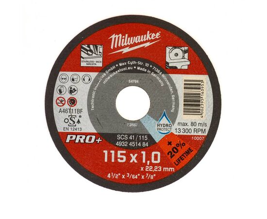 Тонкий отрезной диск по металлу Milwaukee PRO-PLUS SCS-41 115x1 MM 200 PCS - 4932451485, фото 