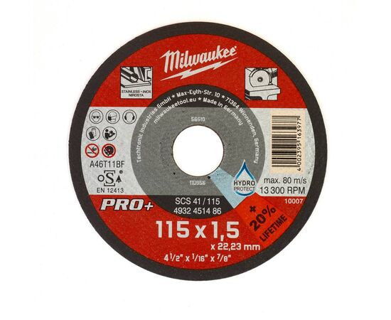 Тонкий отрезной диск по металлу Milwaukee PRO-PLUS SCS-41 115x1.5 MM 50 PCS - 4932451486, фото 