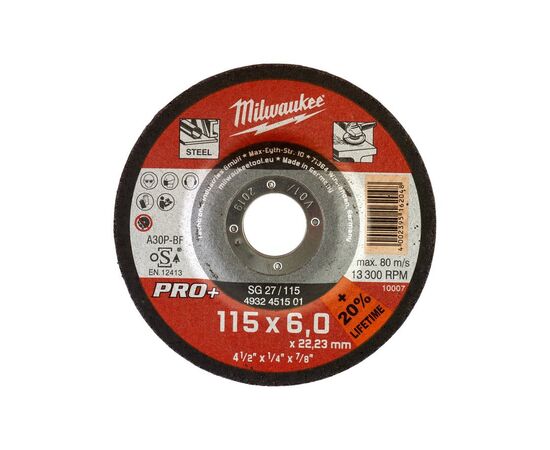 Шлифовальный диск по металлу Milwaukee PRO-PLUS SG-27 115x6 MM 25 PCS - 4932451501, фото 