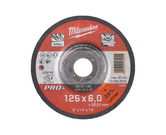 Шлифовальный диск по металлу Milwaukee PRO-PLUS SG-27 125x6 MM 25 PCS - 4932451502, фото 