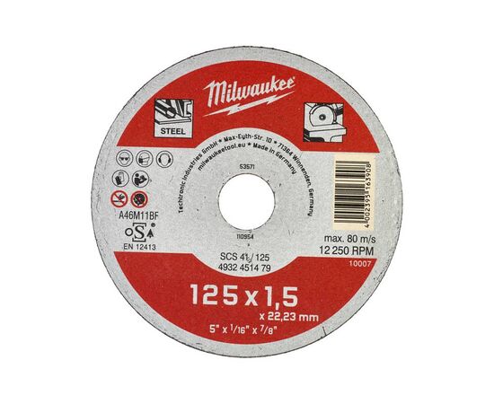 Тонкий отрезной диск по металлу Milwaukee SCS-41 125x1.5 MM 25 PCS - 4932451479, фото 