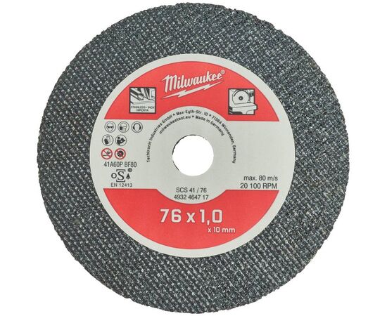 Тонкий отрезной диск по металлу Milwaukee SCS-41 76x1 MM 5 PCS - 4932464717, фото 