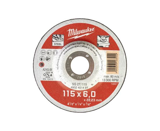 Шлифовальный диск по металлу Milwaukee SG-27 115x6 MM 25 PCS - 4932451481, фото 