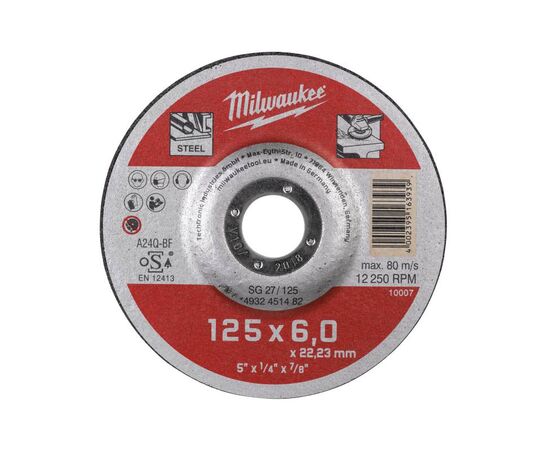 Шлифовальный диск по металлу Milwaukee SG-27 125x6 MM 25 PCS - 4932451482, фото 