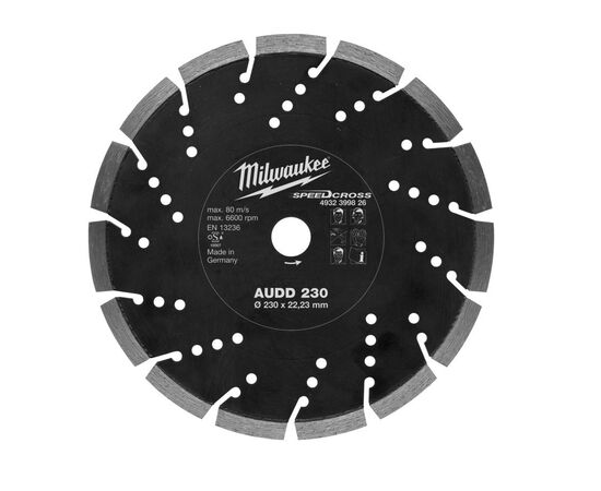 Алмазный диск Milwaukee Speedcross AUDD 230 - 4932399826, Диаметр диска (мм): 230, Посадочный диаметр (мм): 22,23, Модель: Speedcross AUDD 230, фото 
