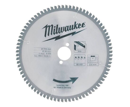 Пильный диск по дереву Milwaukee WCSB 216 x 30 x 2.8 80T для торцовочной пилы - 4932352841, фото 