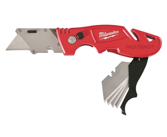 Многофункциональный складной нож со сменными лезвиями Milwaukee FASTBACK™ FLIP UTILITY KNIFE WITH BLADE STORAGE с отсеком для хранения лезвий - 48221903, фото , изображение 12